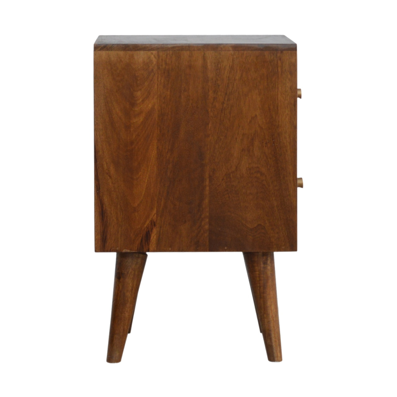 Chestnut Cube Carved Bedside - Living with Luxury