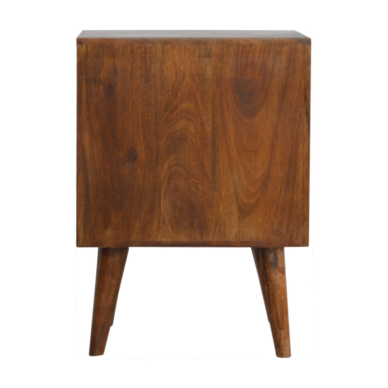 Chestnut Cube Carved Bedside - Living with Luxury