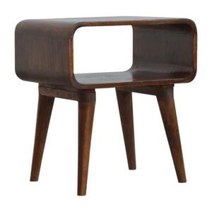 Curved Open Chestnut Bedside | Compact Bedside Table with Storage