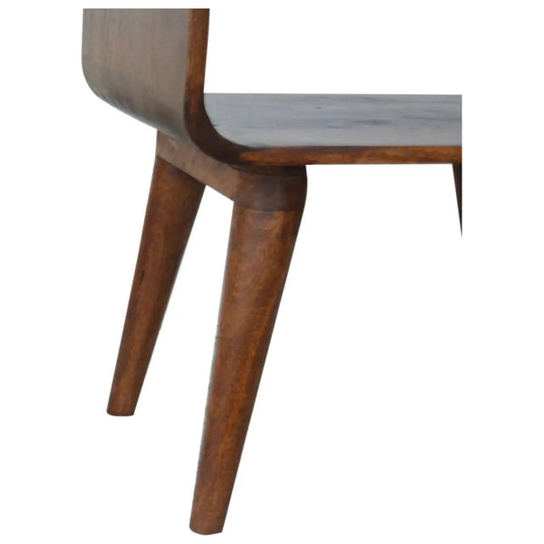 Curved Open Chestnut Bedside | Compact Bedside Table with Storage