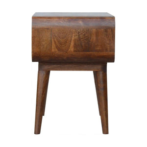 Curved Open Chestnut Bedside | Compact Bedside Table with Storage