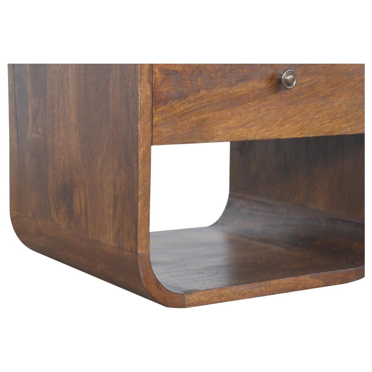 Chestnut Curved Edge Bedside - Living with Luxury