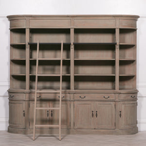 Extra Large Wooden Double Bookcase with Ladder – view 12