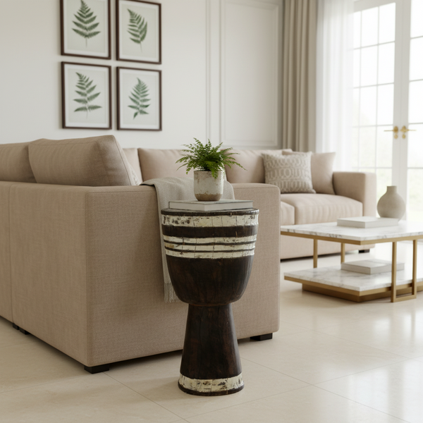 Tapered Wood Side Table - Cameroon – side view