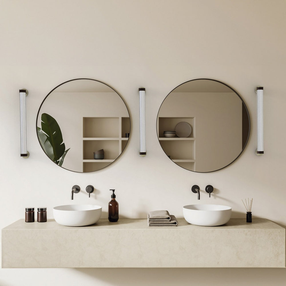 Roseline Wall 56 – Gold Base, Brown Strap, and Clear Glass Shade