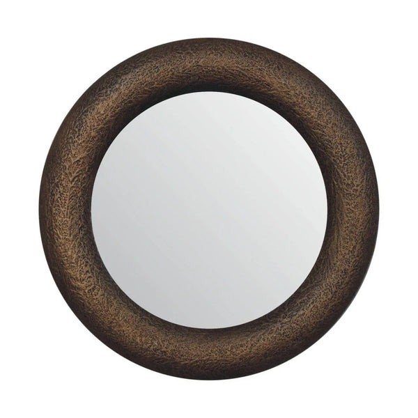 Round Metallic Hammered Mirror