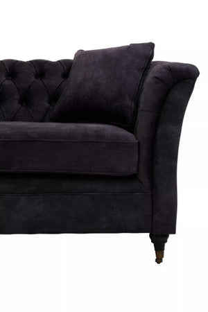 Sabrina Dark Grey Velvet Button Tufted 3 Seater Sofa – back view