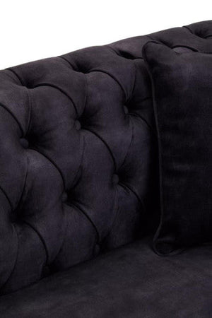Sabrina Dark Grey Velvet Button Tufted 3 Seater Sofa – angle view