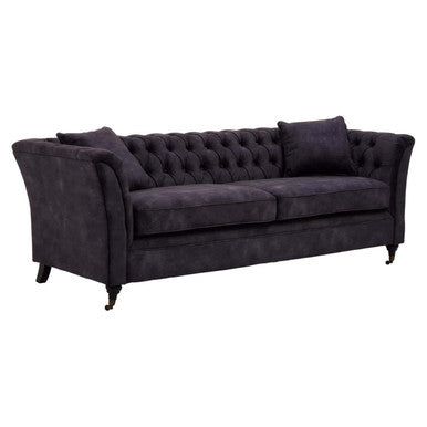 Sabrina Three Seat Grey Velvet Sofa