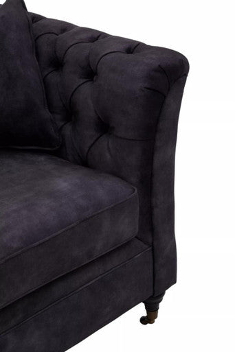 Sabrina Dark Grey Velvet Button Tufted 3 Seater Sofa – detail 2