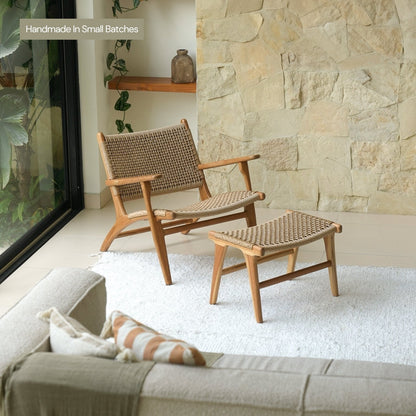 Zara Teak & Rattan Accent Armchair