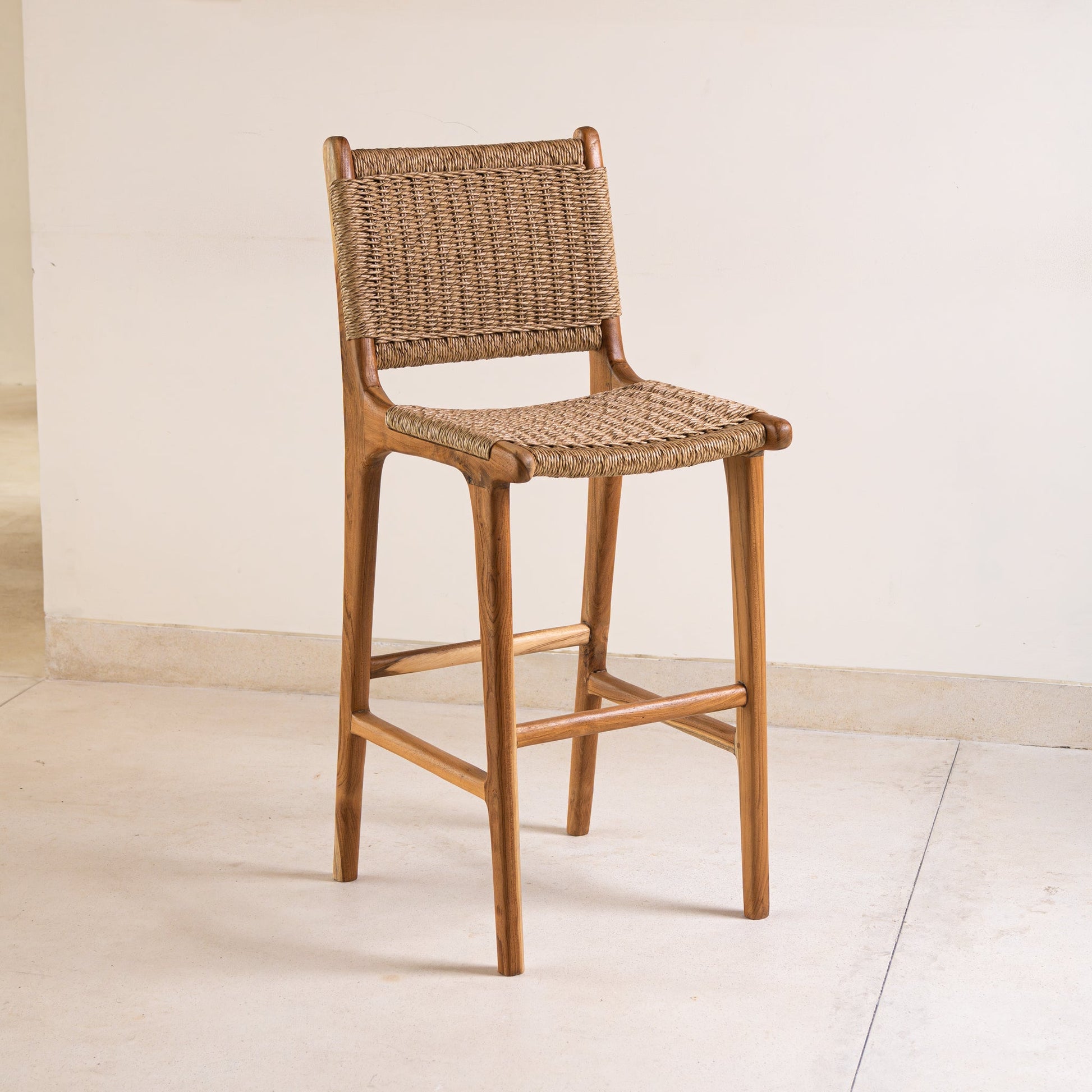 Zara Teak & Rattan Bar Stool