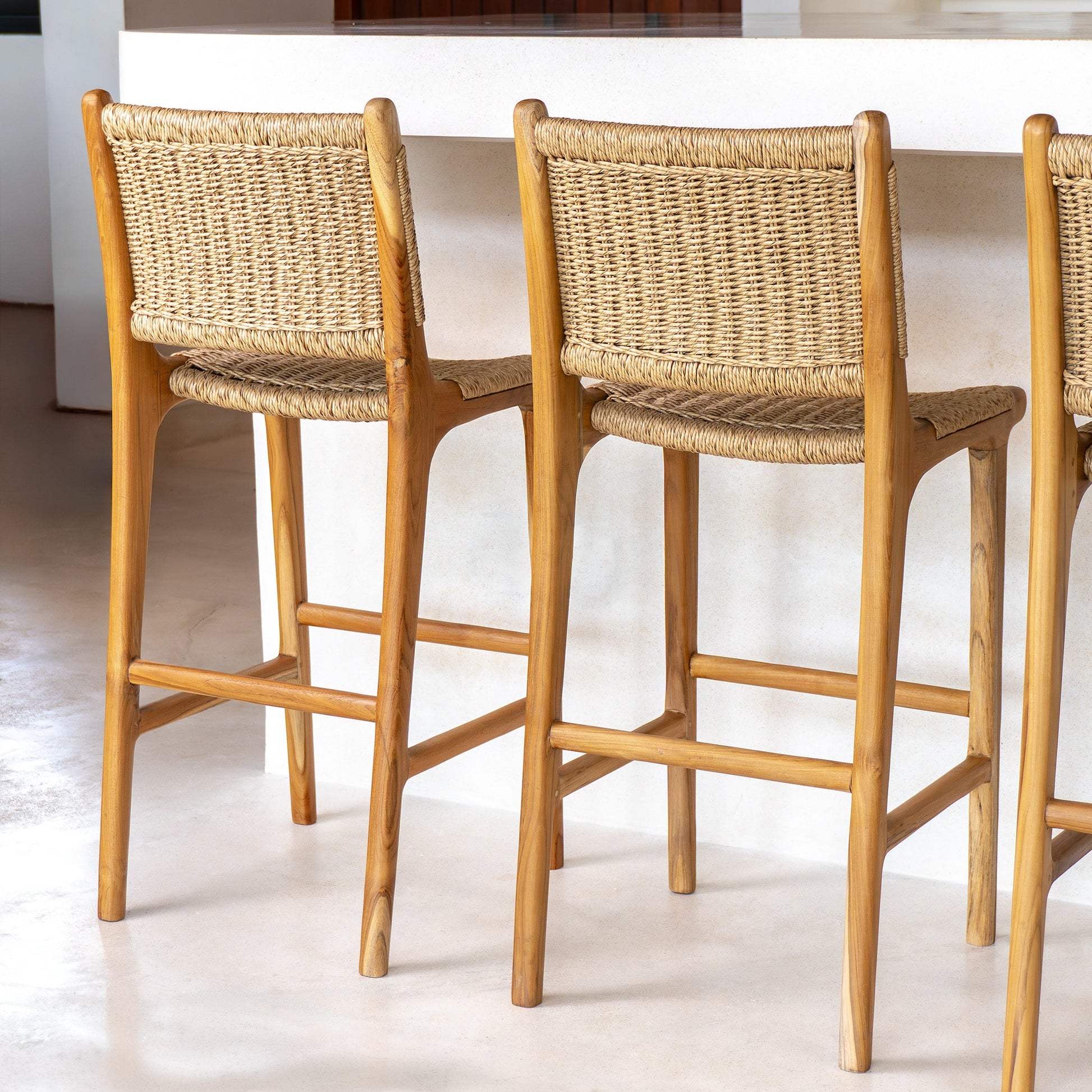 Zara Teak & Rattan Bar Stool